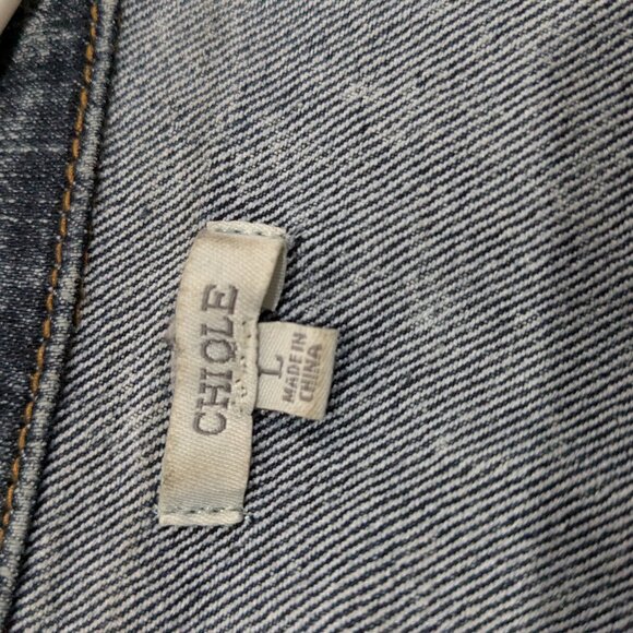 Chiqle Denim Architect Girls Dark Wash Denim Vest White Lace Back Large - Picture 12 of 14